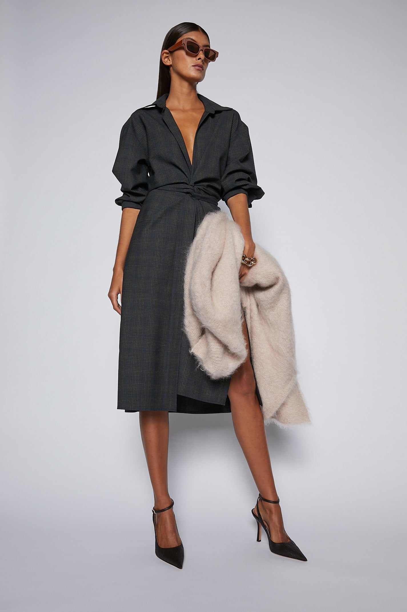 Plaid Wrap Dress Charcoal – Scanlan ...